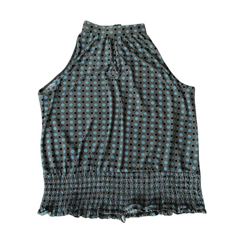 Patterned Sleeveless High Neck Top